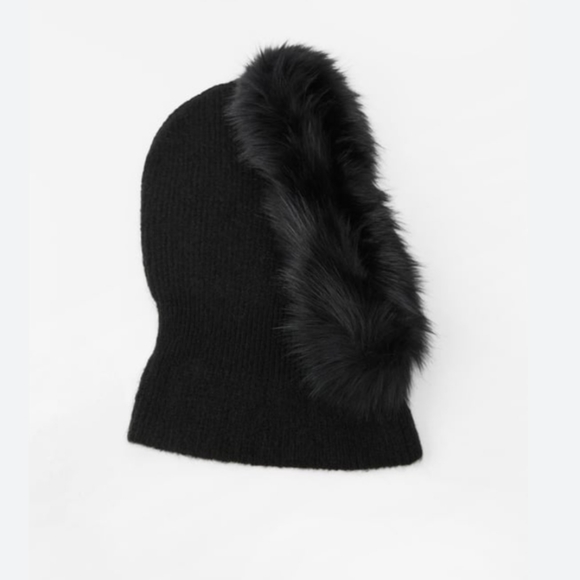 Zara FAUX Fur KNIT Hood BALACLAVA - Picture 2 of 4